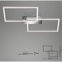 Briloner Frame LED Deckenleuchte Chrom Alu 50x39cm Dimmbar CCT Fernbedienung 30W