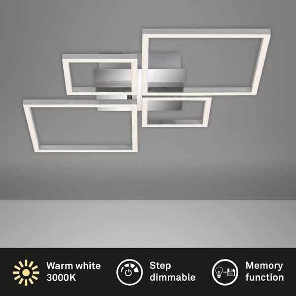 Briloner Frame LED Deckenleuchte Chrom Alu 75x47cm Dimmbar über Schalter 48W Warmweiß