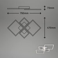 Briloner Frame LED Deckenleuchte Chrom Alu 75x47cm Dimmbar über Schalter 48W Warmweiß