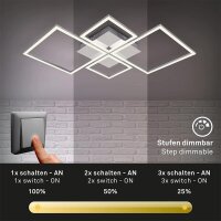 Briloner Frame LED Deckenleuchte Chrom Alu 75x47cm Dimmbar über Schalter 48W Warmweiß