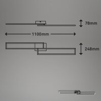 Briloner Frame LED Deckenleuchte Schwarz 110x25cm Dimmbar CCT Fernbedienung 40W