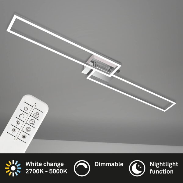 Briloner LED Deckenleuchte 40W Frame Fernbedienung CCT Dimmbar Deckenlampe Schwenkbar Chrom